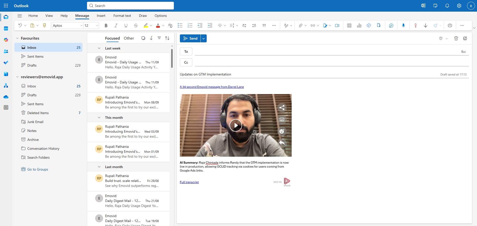 Once embedded, the video will include