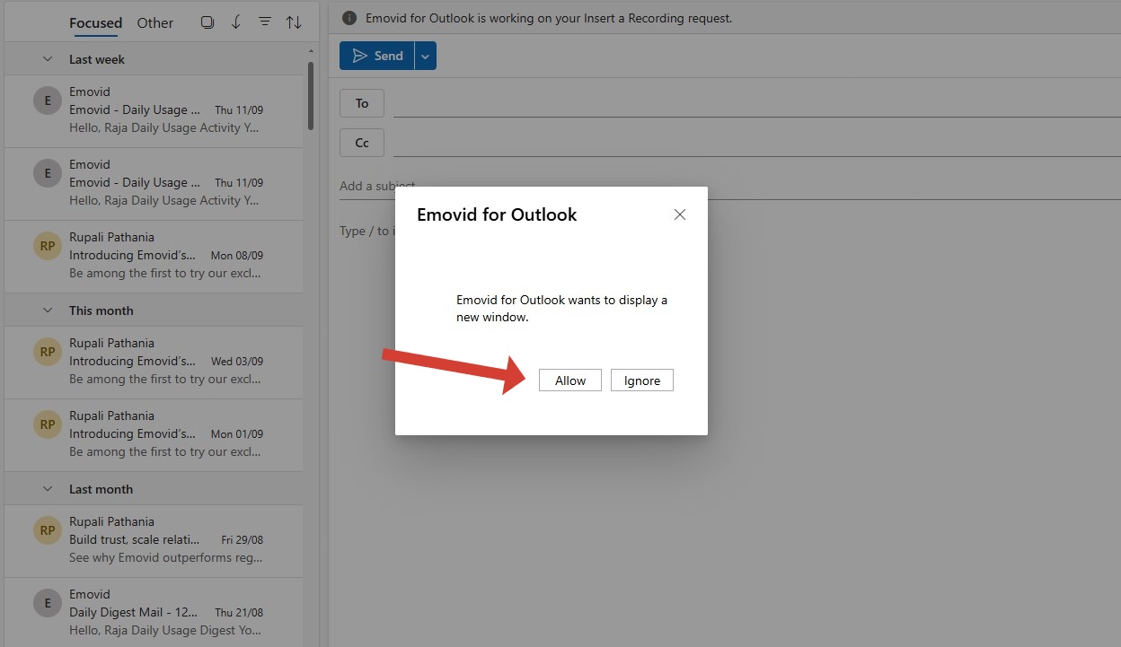 click Allow to grant access